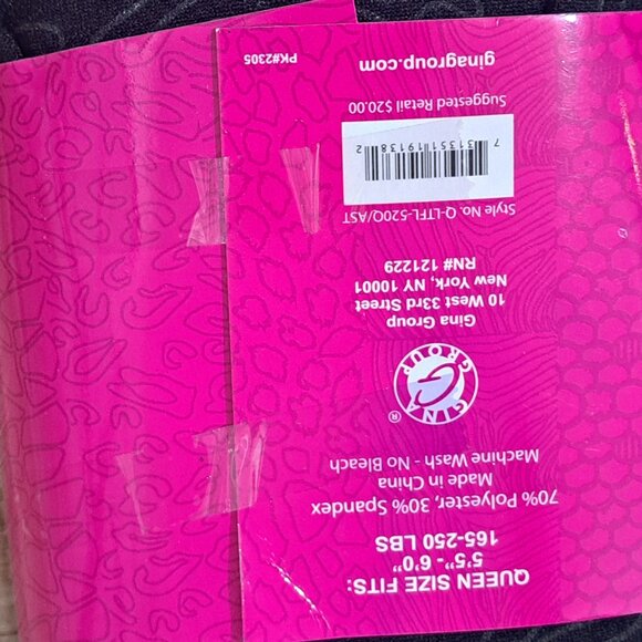 Leg Impressions Women's Footless Black Printed Fleece Lined Tight Sz Queen - Picture 4 of 6